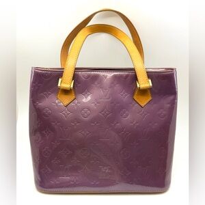 Authentic Louis Vuitton Monogram Vernis Houston handbag M91054, Purple color